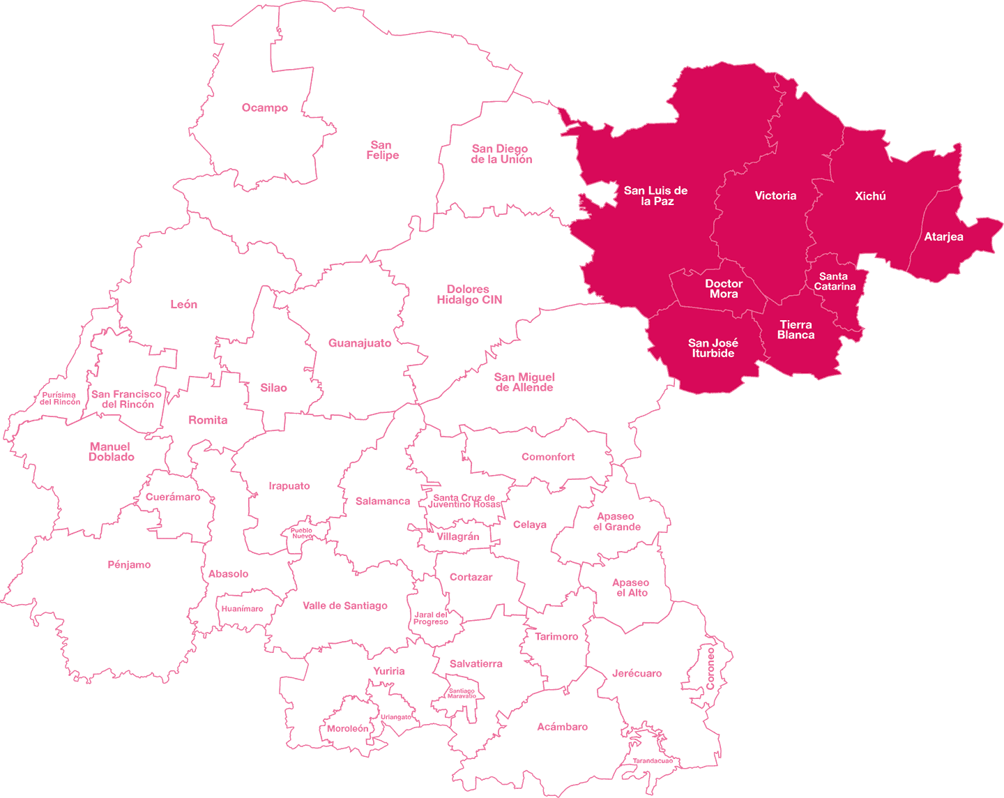 Mapa Guanajuato Noreste